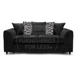 Furnishings For Less UK Zina Chenille Fabric 3 + 2 Seater Sofa Suite in Black - thumbnail 4