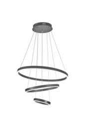 Modern 3 Ring Aluminum Round Hanging LED Pendant Light in Black - thumbnail 3