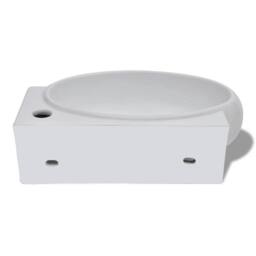 Berkfield Home Ceramic Sink Basin Faucet & Overflow Hole Bathroom White - thumbnail 6