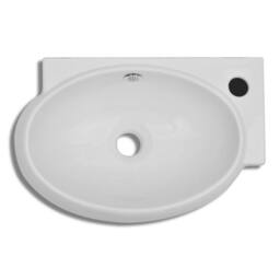 Berkfield Home Ceramic Sink Basin Faucet & Overflow Hole Bathroom White - thumbnail 4
