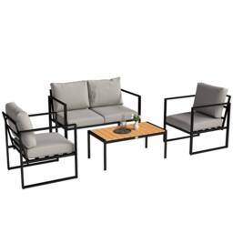 OUTSUNNY Outdoor Garden Furniture Set, 4 Piece Patio Furniture in Grey - thumbnail 2