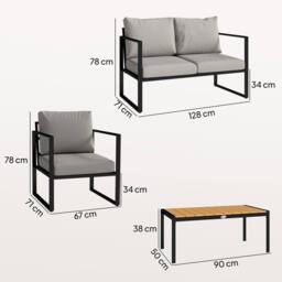 OUTSUNNY Outdoor Garden Furniture Set, 4 Piece Patio Furniture in Grey - thumbnail 3
