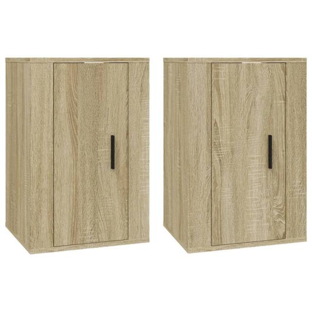 Berkfield Home Wall Mounted TV Cabinets 2 pcs Sonoma Oak 40x34.5x60 cm in Light Tan - image 1