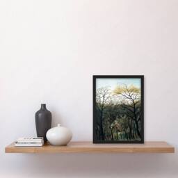 Artery8 Henri Rousseau Framed Wall Art Print Rendezvous in the Forest in Green - Size: A4 - thumbnail 2