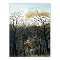 Artery8 Henri Rousseau Framed Wall Art Print Rendezvous in the Forest in Green - Size: A4 - thumbnail 3