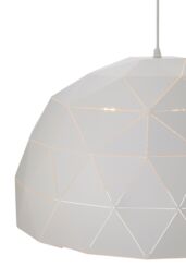 Orsina Large White Steel Dome Pendant Light, Hanging Light With Clean White Finish, Iron Shade With White Cord - thumbnail 4