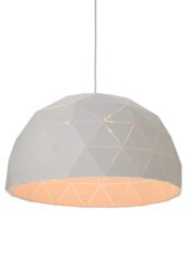 Orsina Large White Steel Dome Pendant Light, Hanging Light With Clean White Finish, Iron Shade With White Cord - thumbnail 5