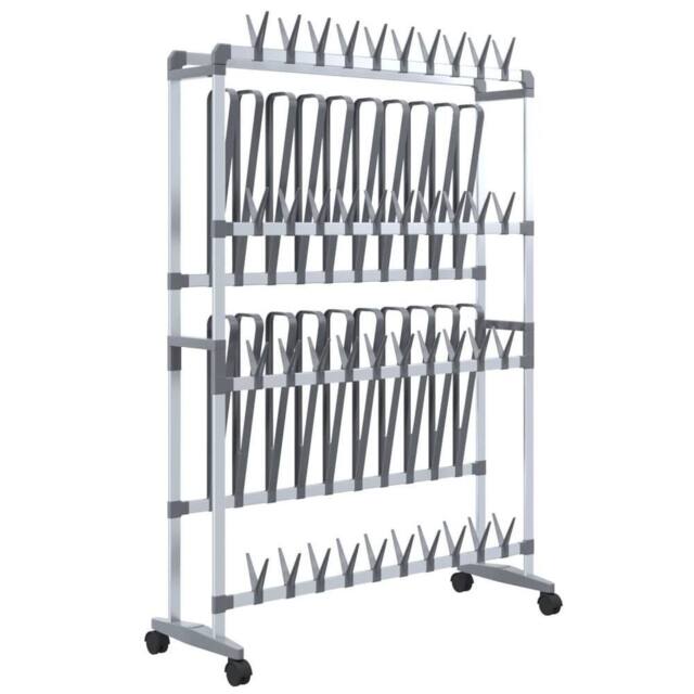 Berkfield Home Shoe Rack with Wheels Silver 89x27x120 cm - Size: 89 x 27 x 120 cm - image 1