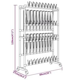 Berkfield Home Shoe Rack with Wheels Silver 89x27x120 cm - Size: 89 x 27 x 120 cm - thumbnail 7