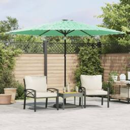 Berkfield Home Garden Parasol with Steel Pole Green 288x288x225 cm - Size: 288 x 288 x 225 cm - thumbnail 2