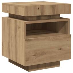Berkfield Home Decorative Bedside Cabinet with LED Lights Artisan Oak 40x39x48.5 cm in Brown - thumbnail 1