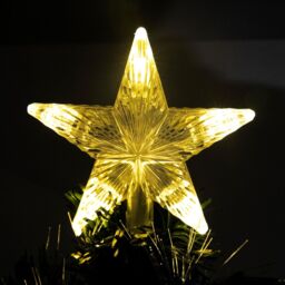 Shatchi Fibre Optic Christmas Star Topper-Ribbon Bows Decorations-Green Pre-Lit Artificial Christmas Tree in Green - Size: 2ft - thumbnail 2