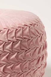 Homescapes Grace Pleated Velvet Pouffe in Pink - thumbnail 4