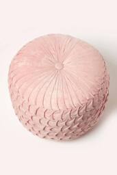 Homescapes Grace Pleated Velvet Pouffe in Pink - thumbnail 5