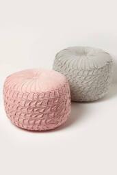 Homescapes Grace Pleated Velvet Pouffe in Pink - thumbnail 6