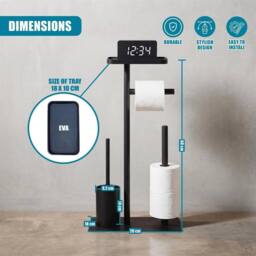 EONLION Free Standing Toilet Roll Holder with Shelf Matt in Black - thumbnail 2