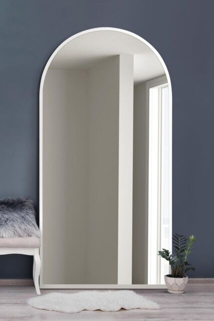 "MirrorOutlet White Framed Arched Leaner/Wall Mirror 71"" X 35"" (180CM X 90CM) - Size: 1 Pack" - image 1