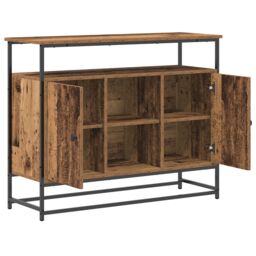 Berkfield Home Sideboard Old Wood 100x35x80 cm Engineered Wood & Steel in Brown - Size: 100 x 35 x 80 cm - thumbnail 5