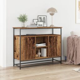 Berkfield Home Sideboard Old Wood 100x35x80 cm Engineered Wood & Steel in Brown - Size: 100 x 35 x 80 cm - thumbnail 1
