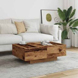 Berkfield Home Durable Coffee Table Old Wood 90x60x31 cm Engineered Wood in Brown - Size: 90 x 60 x 31 cm - thumbnail 1