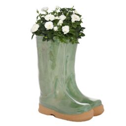 Dibor Sage Green Large Wellington Boot Planter Ceramic Indoor Outdoor Garden Flower Plant Pot H29.5 x W24cm - thumbnail 2