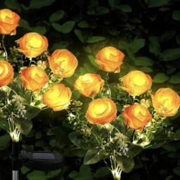 Havendro 2 Pack Yellow rose Solar Powered Lights Outdoor Garden - thumbnail 3