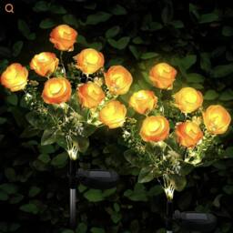Havendro 2 Pack Yellow rose Solar Powered Lights Outdoor Garden - thumbnail 1