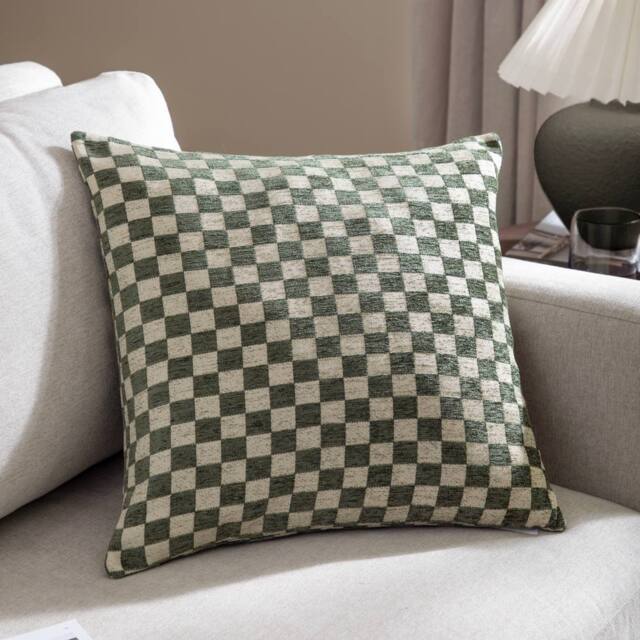 HOEM Larro Chenille Checkerboard Cushion - Size: 45 cm x 45 cm - image 1