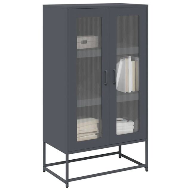 Berkfield Home Highboard Anthracite 68x39x123 cm Steel in Black - Size: 68 x 39 x 123 cm - image 1