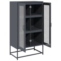 Berkfield Home Highboard Anthracite 68x39x123 cm Steel in Black - Size: 68 x 39 x 123 cm - thumbnail 6