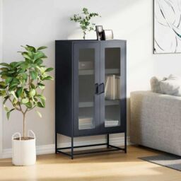 Berkfield Home Highboard Anthracite 68x39x123 cm Steel in Black - Size: 68 x 39 x 123 cm - thumbnail 3