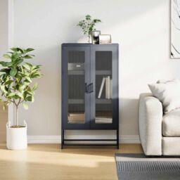 Berkfield Home Highboard Anthracite 68x39x123 cm Steel in Black - Size: 68 x 39 x 123 cm - thumbnail 4