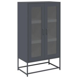 Berkfield Home Highboard Anthracite 68x39x123 cm Steel in Black - Size: 68 x 39 x 123 cm - thumbnail 2