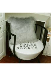 Living and Home 50*50cm Fluffy Faux Wool Grey Cushion Cover - thumbnail 6