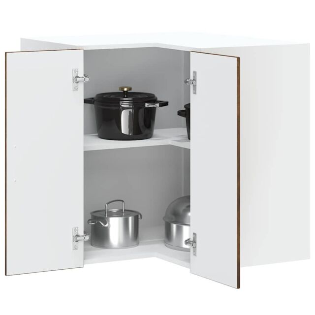 Berkfield Home Kitchen Wall Corner Cabinet Kalmar Smoked Oak Engineered Wood in Brown - image 1