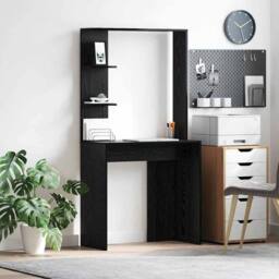 Berkfield Home Black Oak Computer Desk Black oak Solid wood, MDF Compact - thumbnail 2