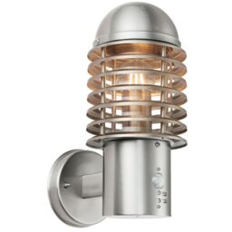Loops 2 PACK IP44 Outdoor Wall Lamp Brushed Steel Caged Lantern PIR Move Porch Light in Metallics - thumbnail 4