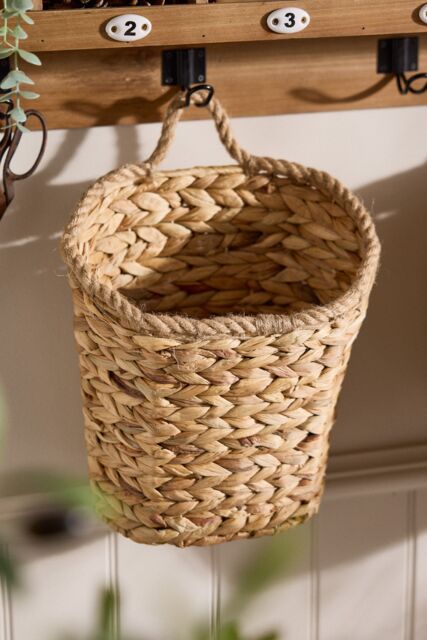 Dibor Natural Woven Water Hyacinth Medium Wall Basket with Rope Detailin H29 x D14cm - image 1