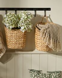 Dibor Natural Woven Water Hyacinth Medium Wall Basket with Rope Detailin H29 x D14cm - thumbnail 5