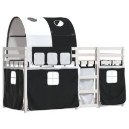 Berkfield Home Bunk Bed without Mattress White&Black 90x200 cm Solid Wood Pine in Black - thumbnail 3
