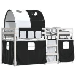 Berkfield Home Bunk Bed without Mattress White&Black 90x200 cm Solid Wood Pine in Black - thumbnail 4