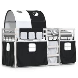 Berkfield Home Bunk Bed without Mattress White&Black 90x200 cm Solid Wood Pine in Black - thumbnail 2