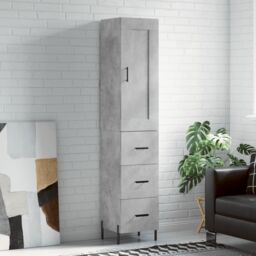 Berkfield Home Highboard Concrete Grey 34.5x34x180 cm Engineered Wood - thumbnail 1