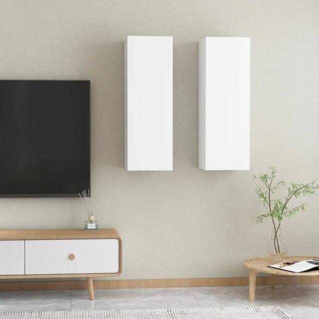 Berkfield Home TV Cabinets 2 pcs White 30.5x30x90 cm Engineered Wood - image 1