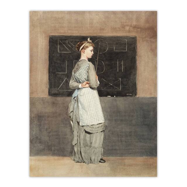 "Artery8 Teacher with Blackboard Winslow Homer Wall Art Poster Print in Brown - Size: W18"" x H24""" - image 1