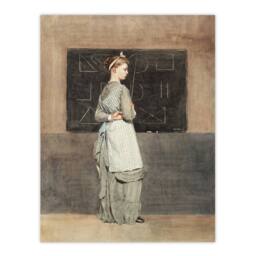 "Artery8 Teacher with Blackboard Winslow Homer Wall Art Poster Print in Brown - Size: W18"" x H24""" - thumbnail 1