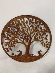 Inspirational Gifting Woodland Rabbit Garden Screen Wall Art Plaque 60cm Diameter in Brown - thumbnail 3
