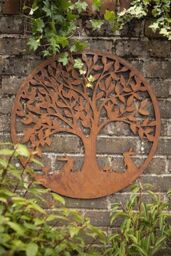 Inspirational Gifting Woodland Rabbit Garden Screen Wall Art Plaque 60cm Diameter in Brown - thumbnail 2