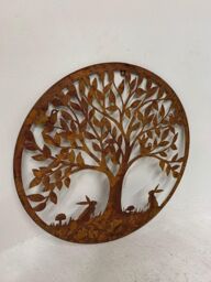 Inspirational Gifting Woodland Rabbit Garden Screen Wall Art Plaque 60cm Diameter in Brown - thumbnail 4