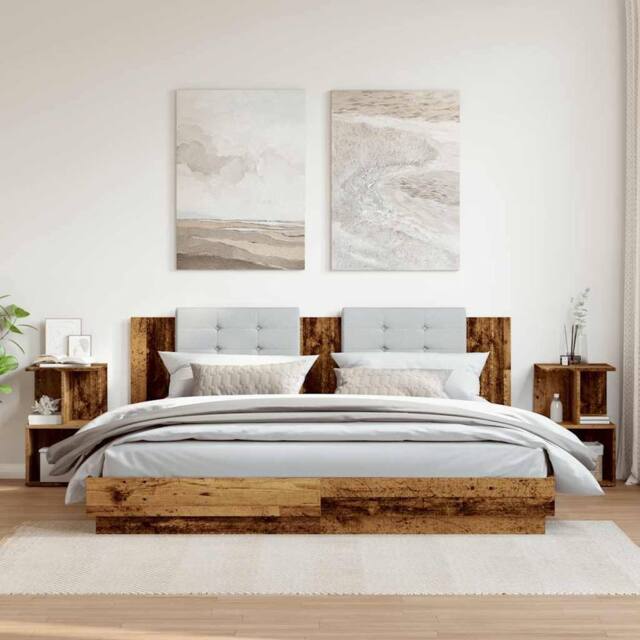 Berkfield Home Elegant Bedside Cabinets 2 pcs Old Wood 35x35x55 cm Engineered Wood in Brown - Size: 35 x 35 x 55 cm - image 1